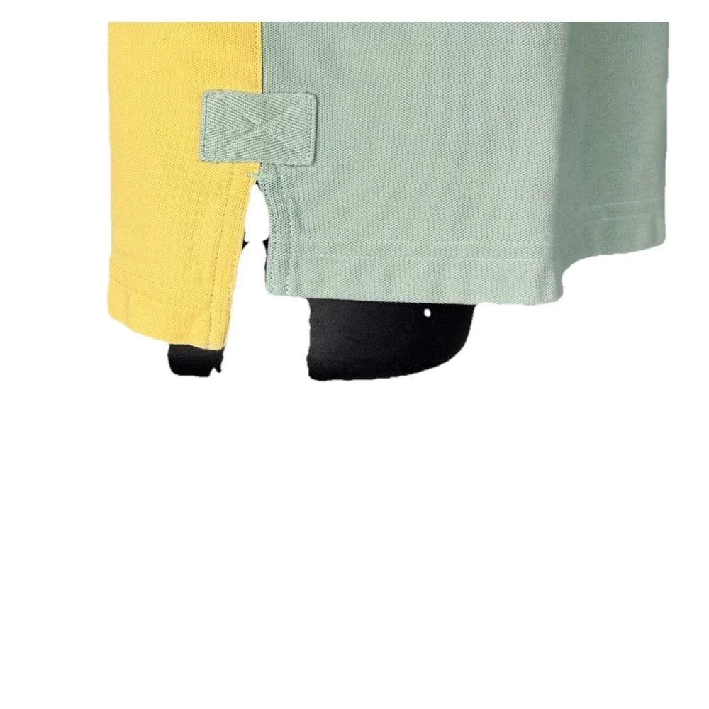 Orvis Color Block Men Medium Classic Polo Shirt‎ Short Sleeve Logo  Green Yellow